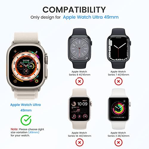 [4Pack] Tensea עבור Apple Watch Ultra Case אביזרים 49 ממ [ללא מגן מסך], כיסוי מגן קשה של פגוש